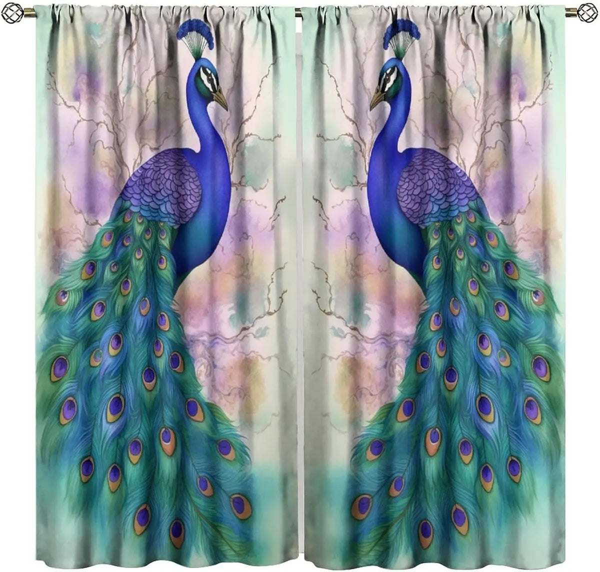 Peacock Curtains Set