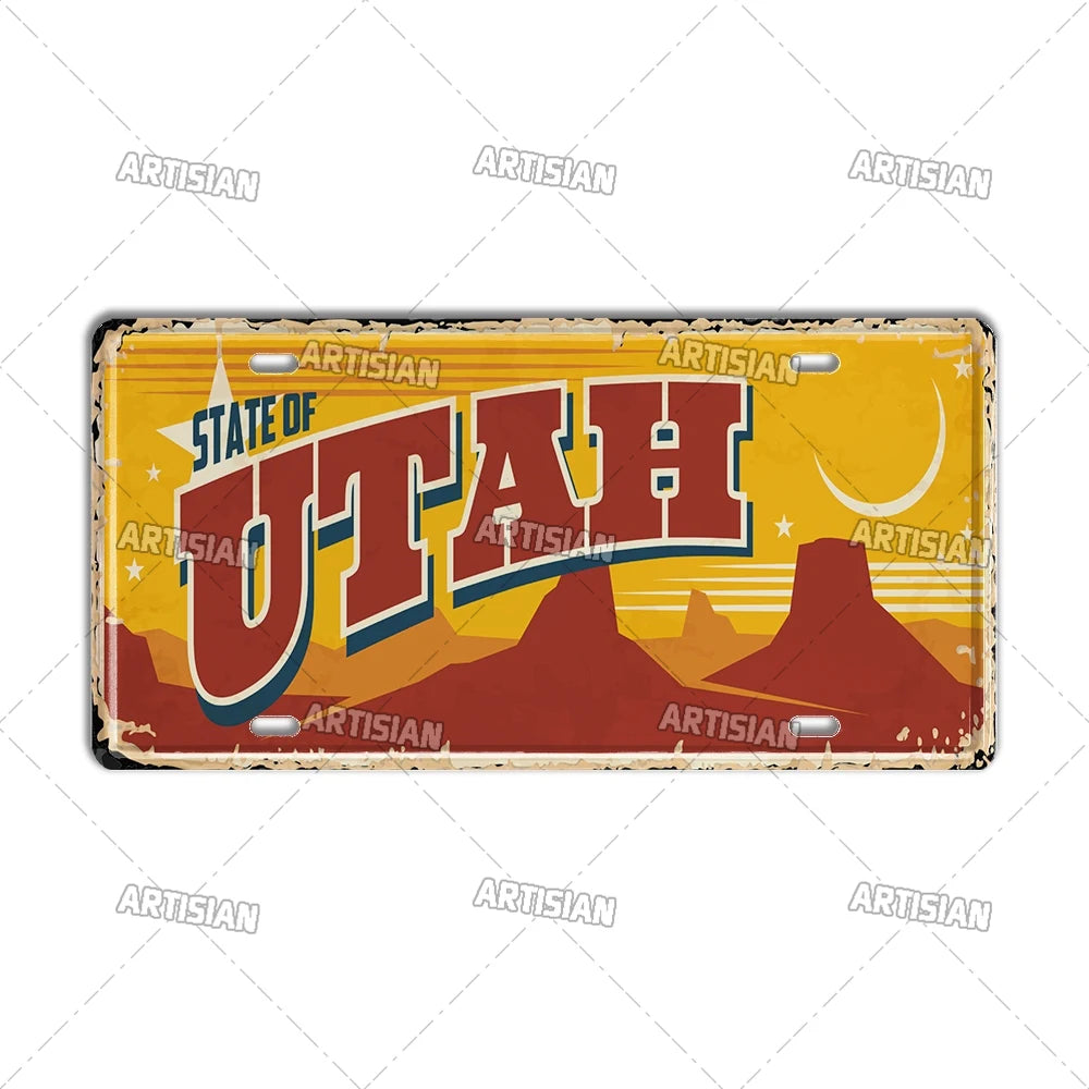 USA License Plate Landmark Metal