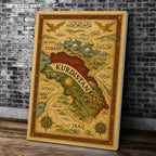 Kurdish Flag Map Poster