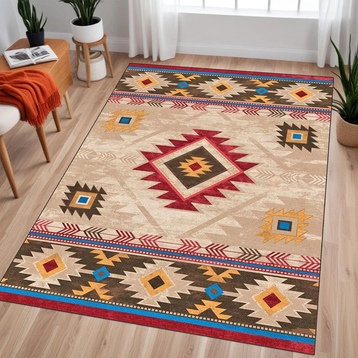 Southwestern Rug, Aztec Tribal, Native American Design