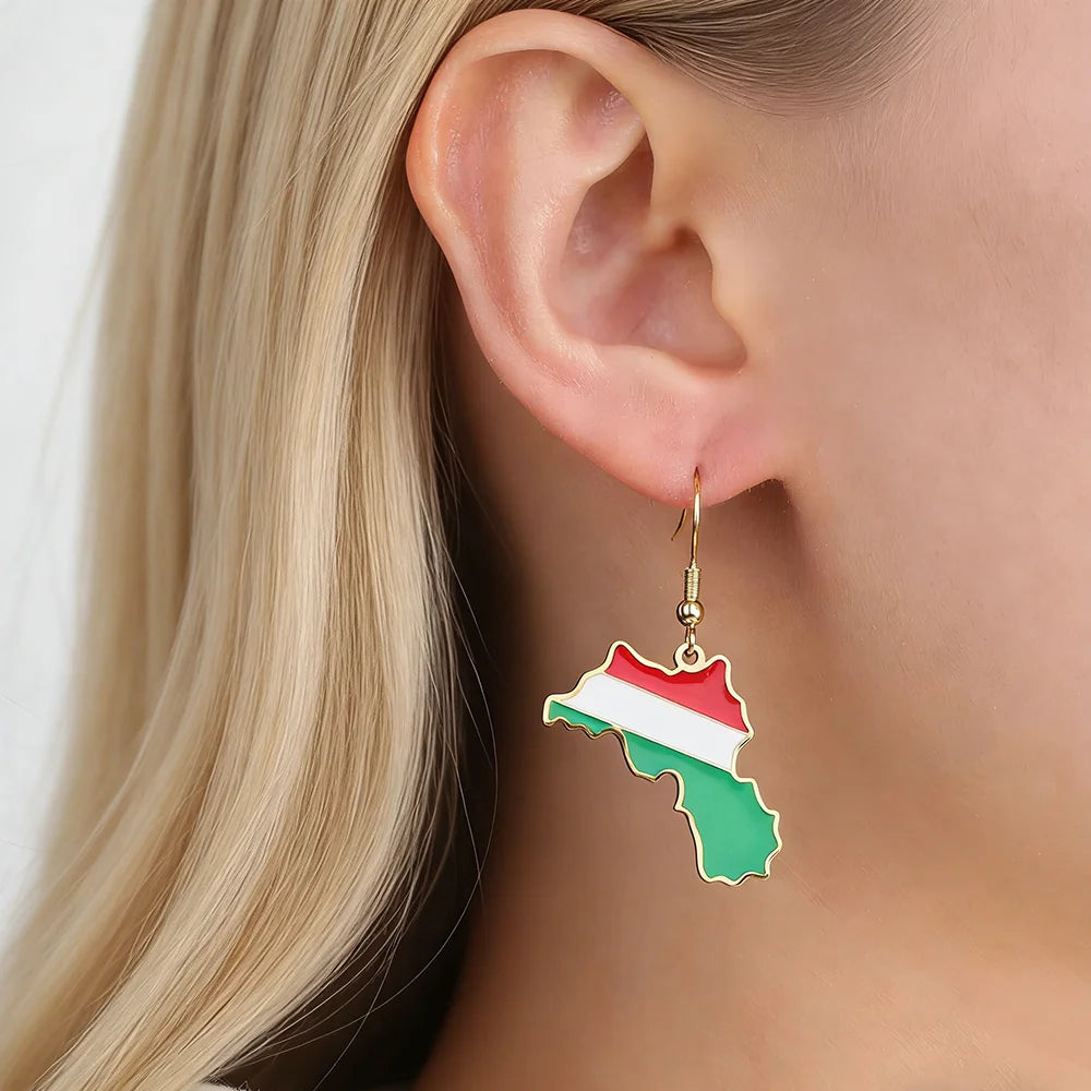 Women's Earrings Kurdistan Map Flag