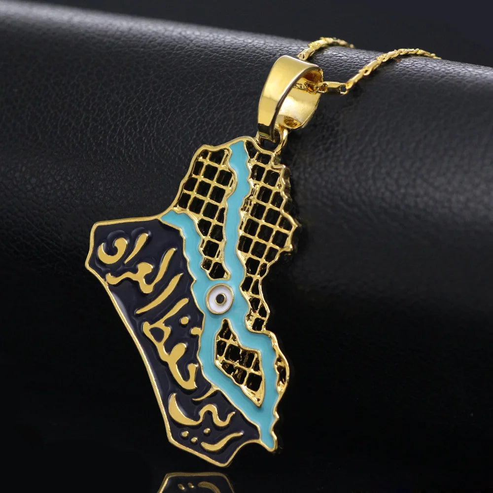 Arab Iraq Drip Map Alloy Necklace