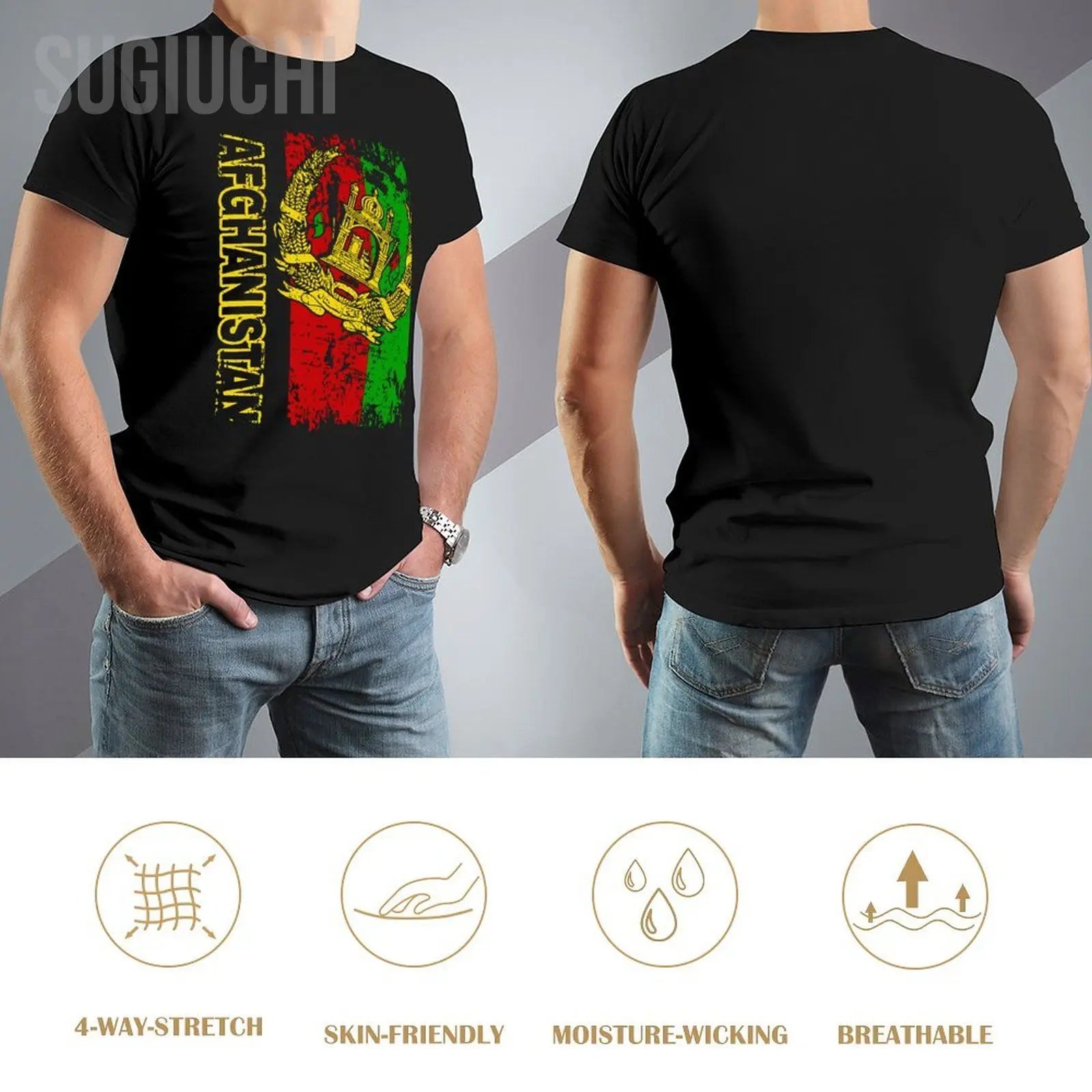 Men AFGHAN FLAG تيشيرت علم أفغانستان العتيق تيشيرتات بياقة دائرية للنساء والفتيان 100% قطن تيشيرت قصير للجنسين لجميع المواسم