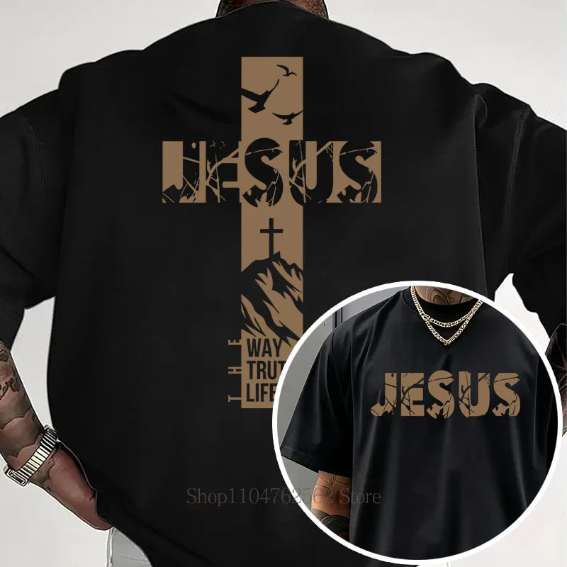 Jesus Cross Pattern Print T-shirts