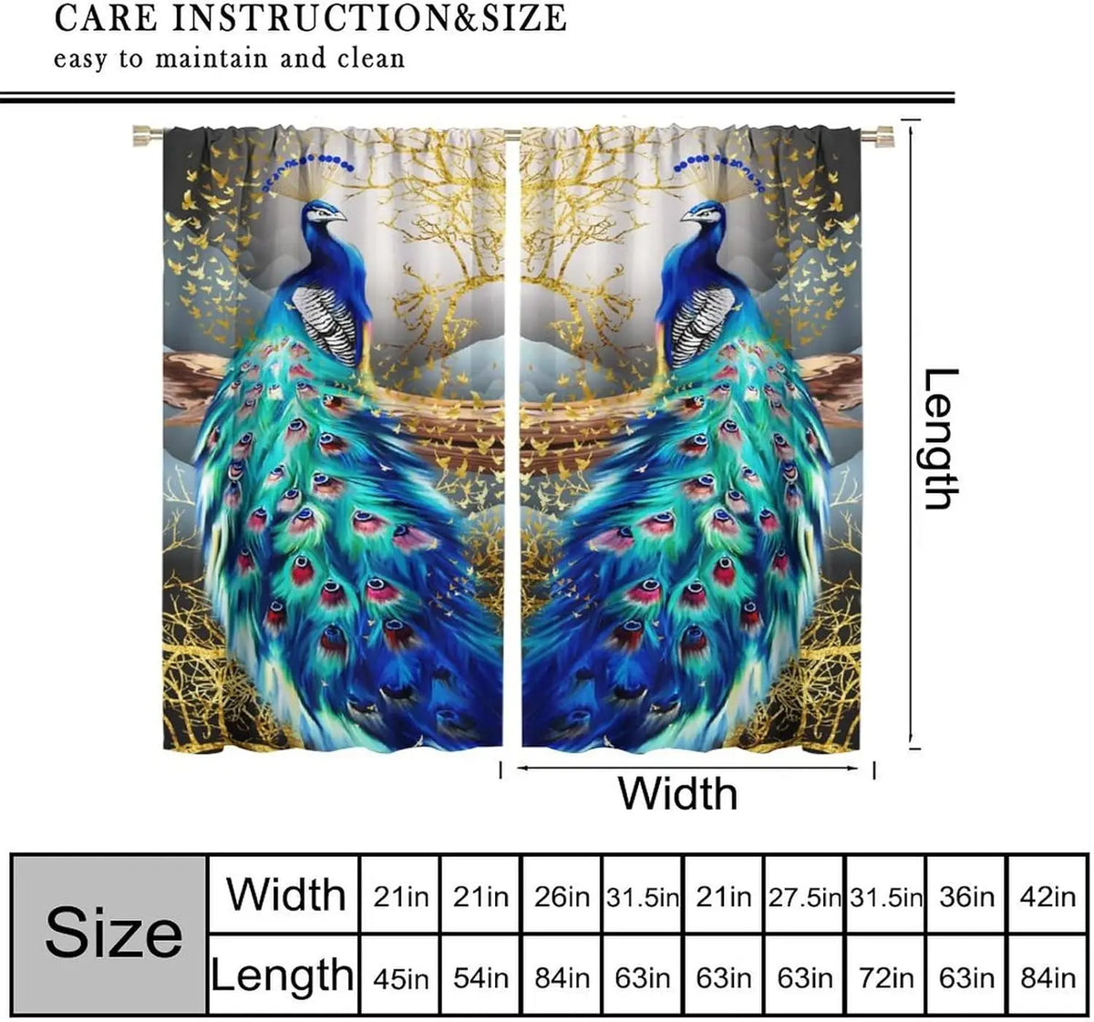 Blue Peacock Curtains