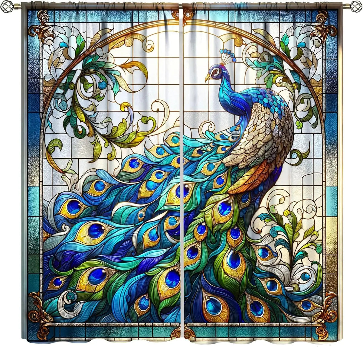 Peacock Curtains Set