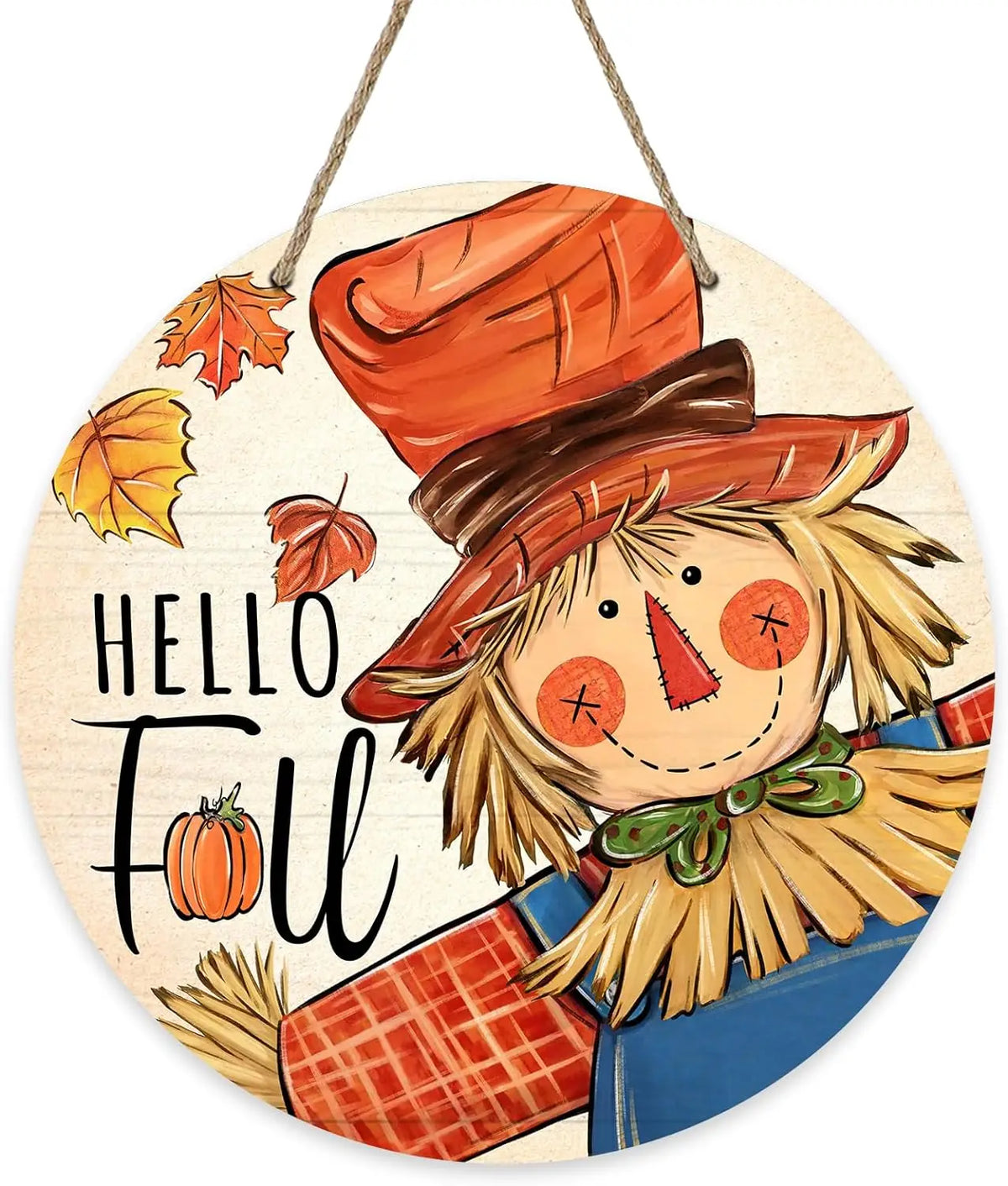 Hello Autumn Maple Leaf Pumpkin Sign