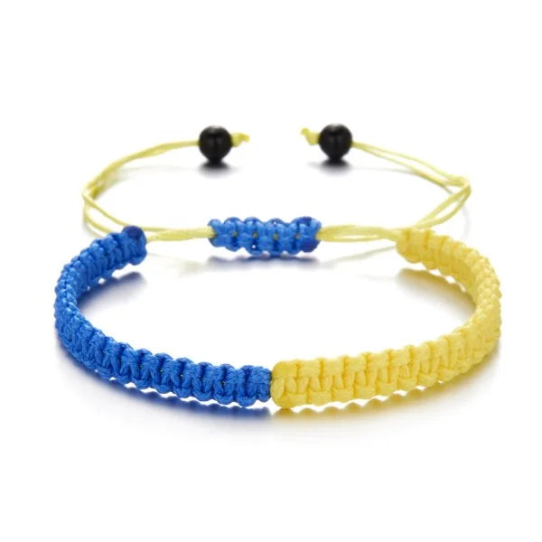Handmade Blue & Yellow Ukraine Country Peace Love Bracelet
