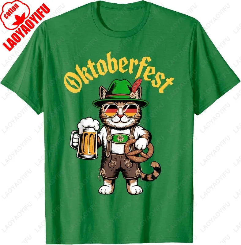 Funny Oktoberfest Cute Cat Pretzel Beer Funny Party Adults T-Shirt