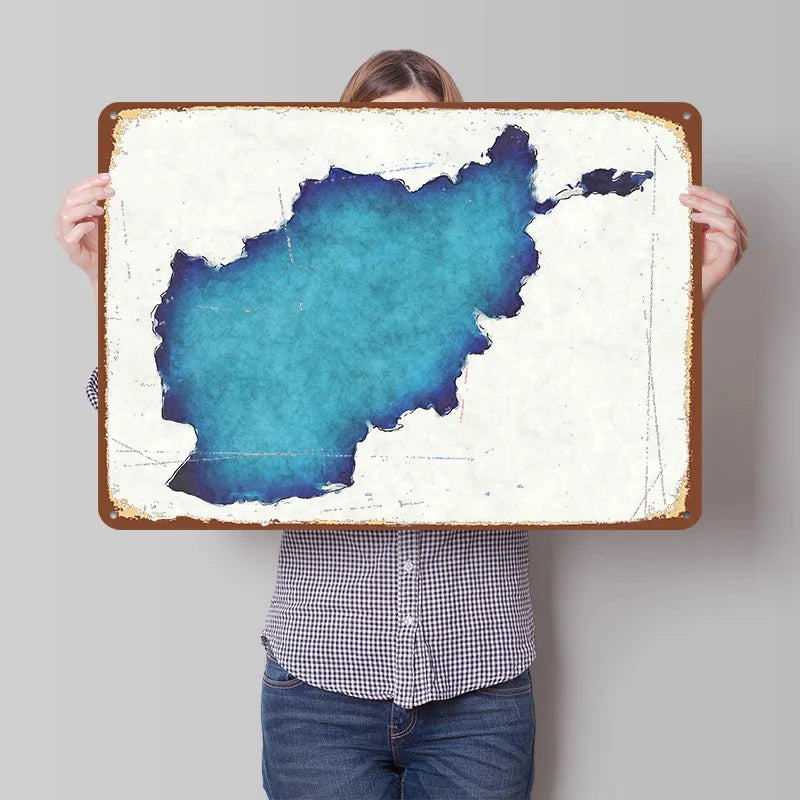 Afghanistan Watercolor Map Metal Poster