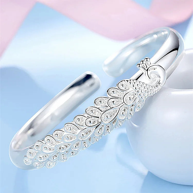 Adjustable Sterling silver elegant Peacock bracelet