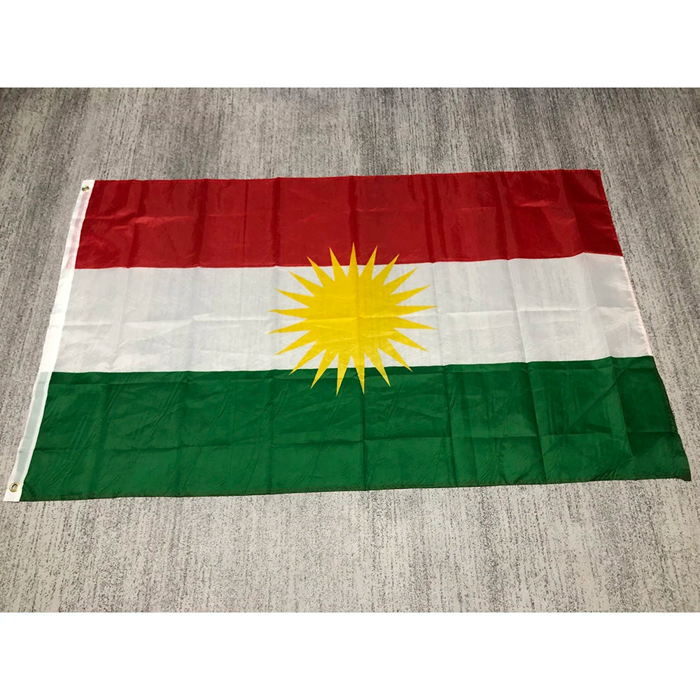 علم كردستان ZXZ بحجم 90x150 سم من البوليستر للتعليق، أعلام كردية مطبوعة للمنزل للزينة
