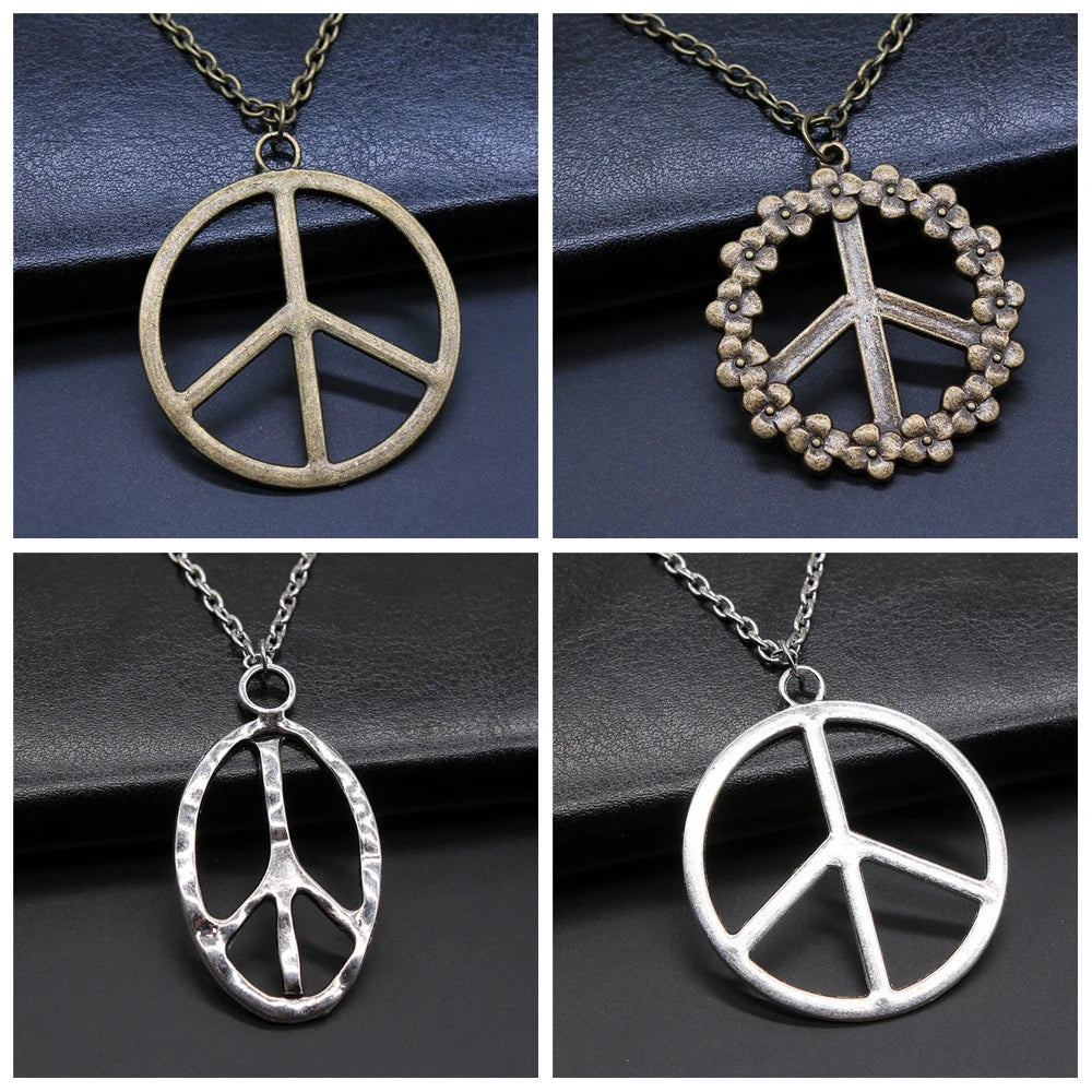Big Peace Sign Pendant Necklace