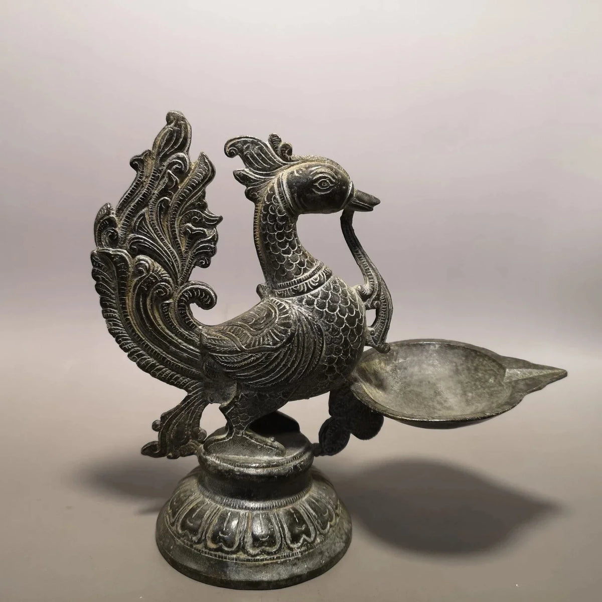 Bronze Bird Oil Lamp