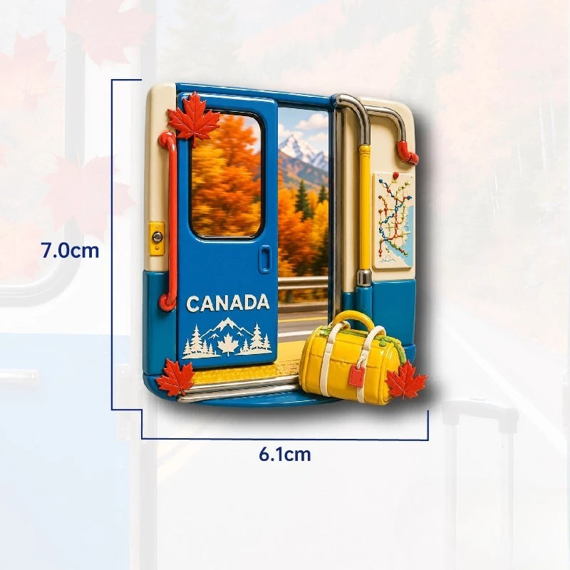 Canada Autumn Train Door Fridge Magnet