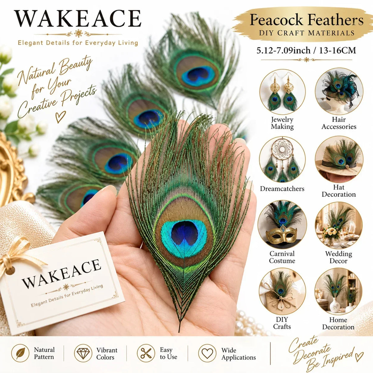Artificial peacock feathers