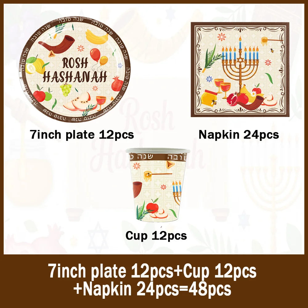Jewish New Year Party Supplies Rosh Hashanah Tableware