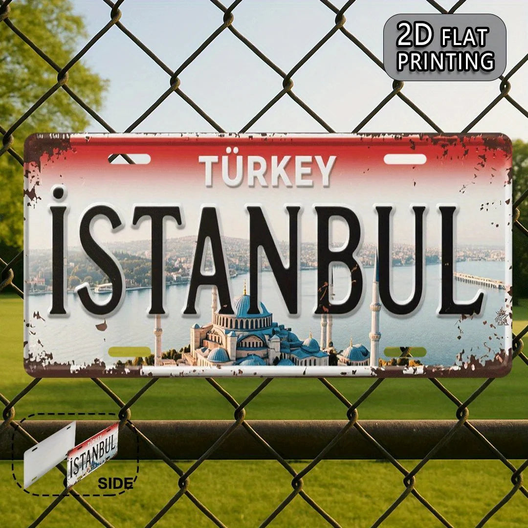 Istanbul Turkey Blue Mosque Scenery Themed Aluminum Metal Sign