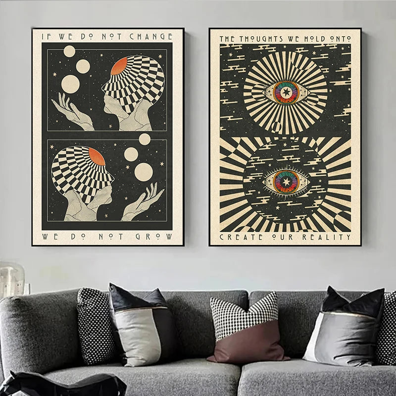 Bohemian Psychedelic 70s Poster Wall Art Canvas
