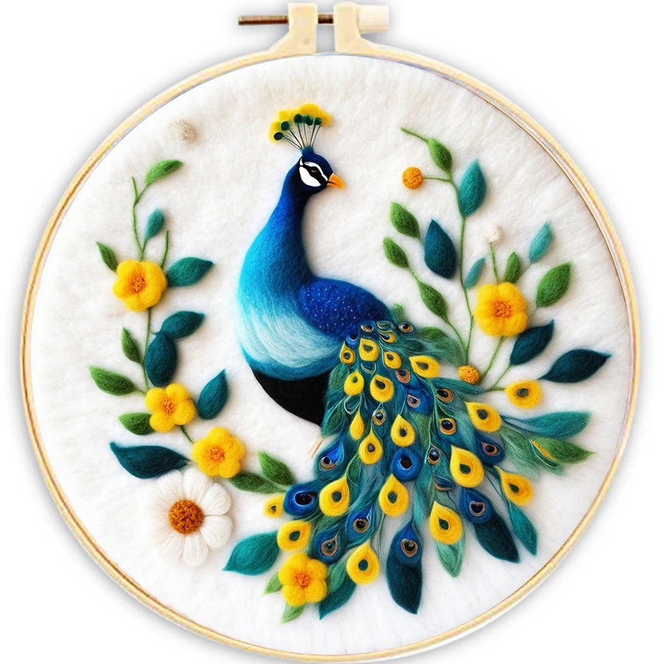 Wool Felting Painting Kit, Peacock