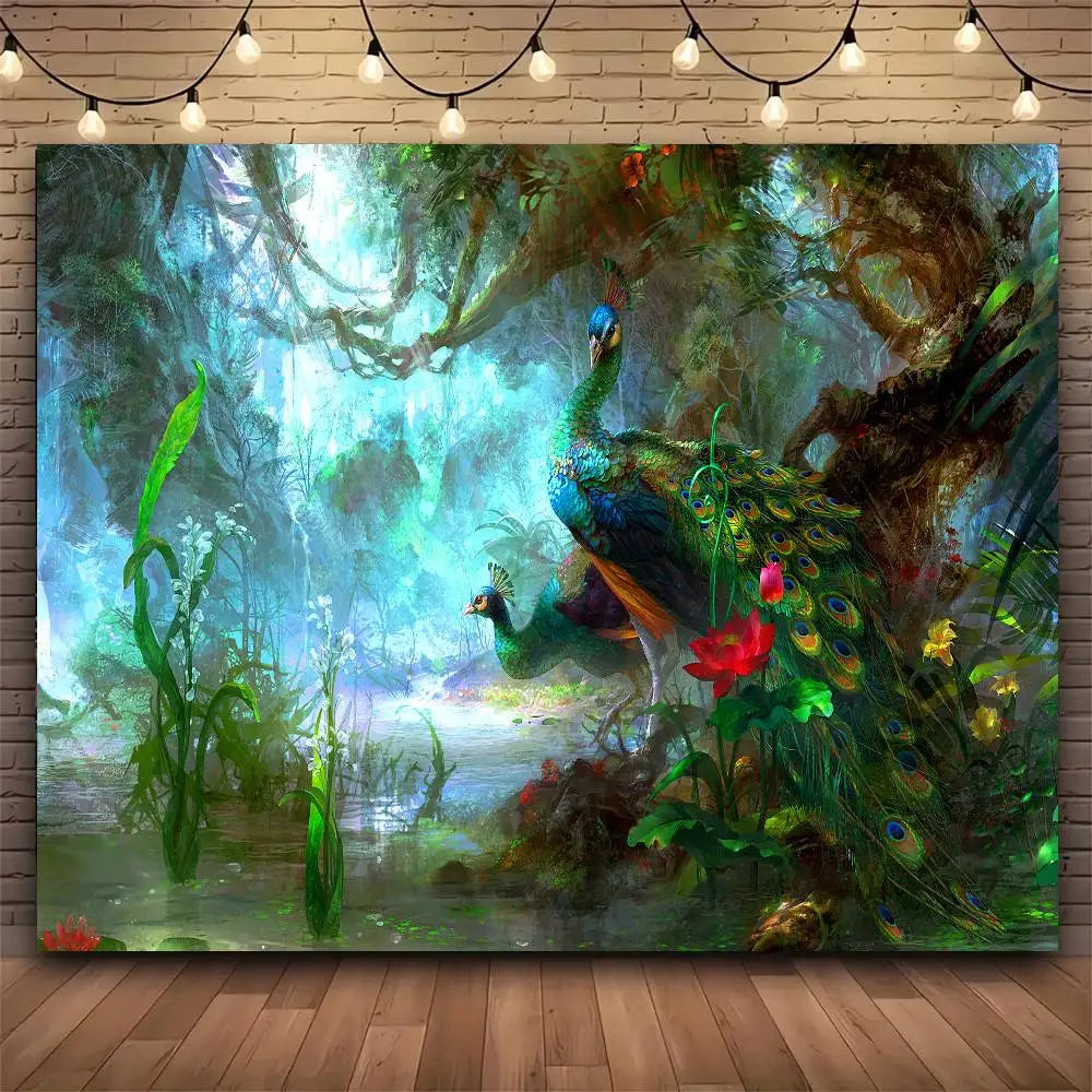 Peacock Floral Tapestry