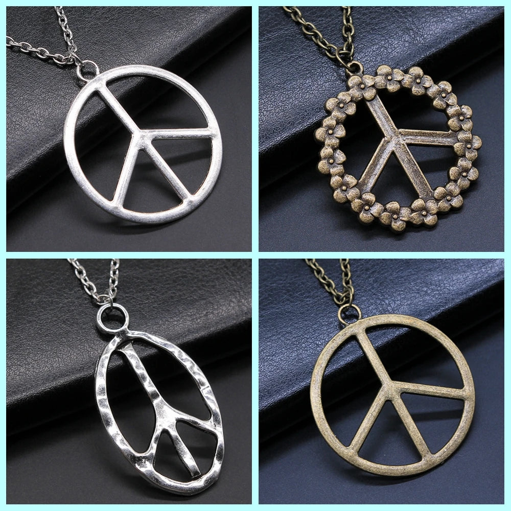 Big Peace Sign Pendant Necklace