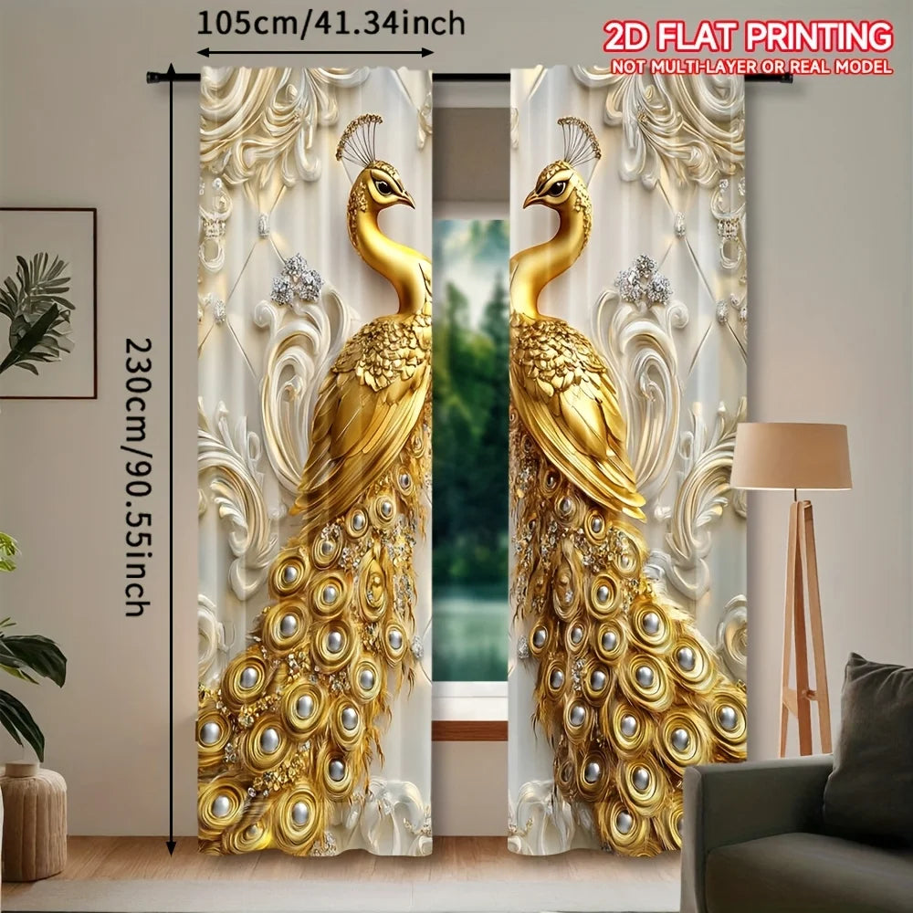 Golden Peacock Curtains