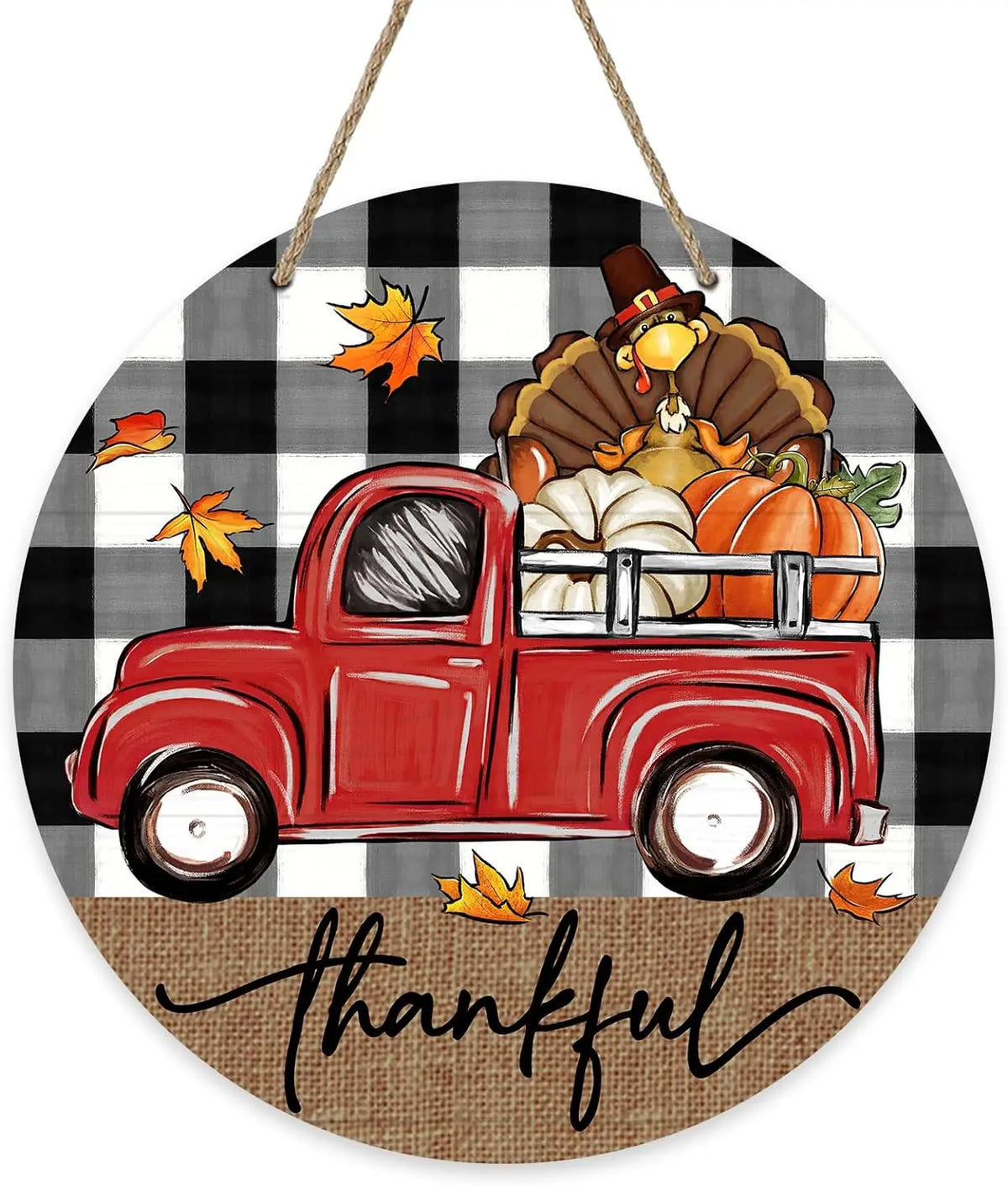 Hello Autumn Maple Leaf Pumpkin Sign