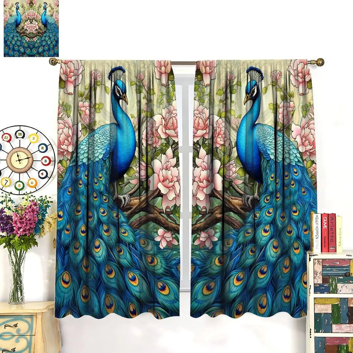 Peacock Curtains Set