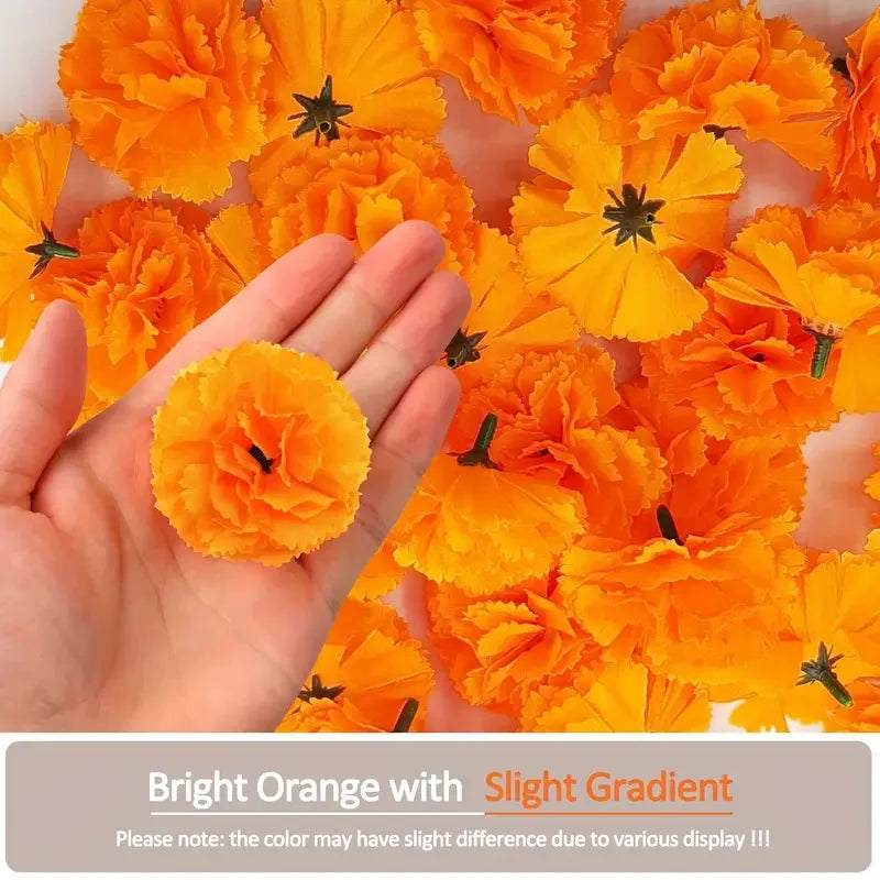 2.17 Inch Marigold Artificial Flowers Day of The Dead, Halloween and Diwali Party Home Outdoor Decoration