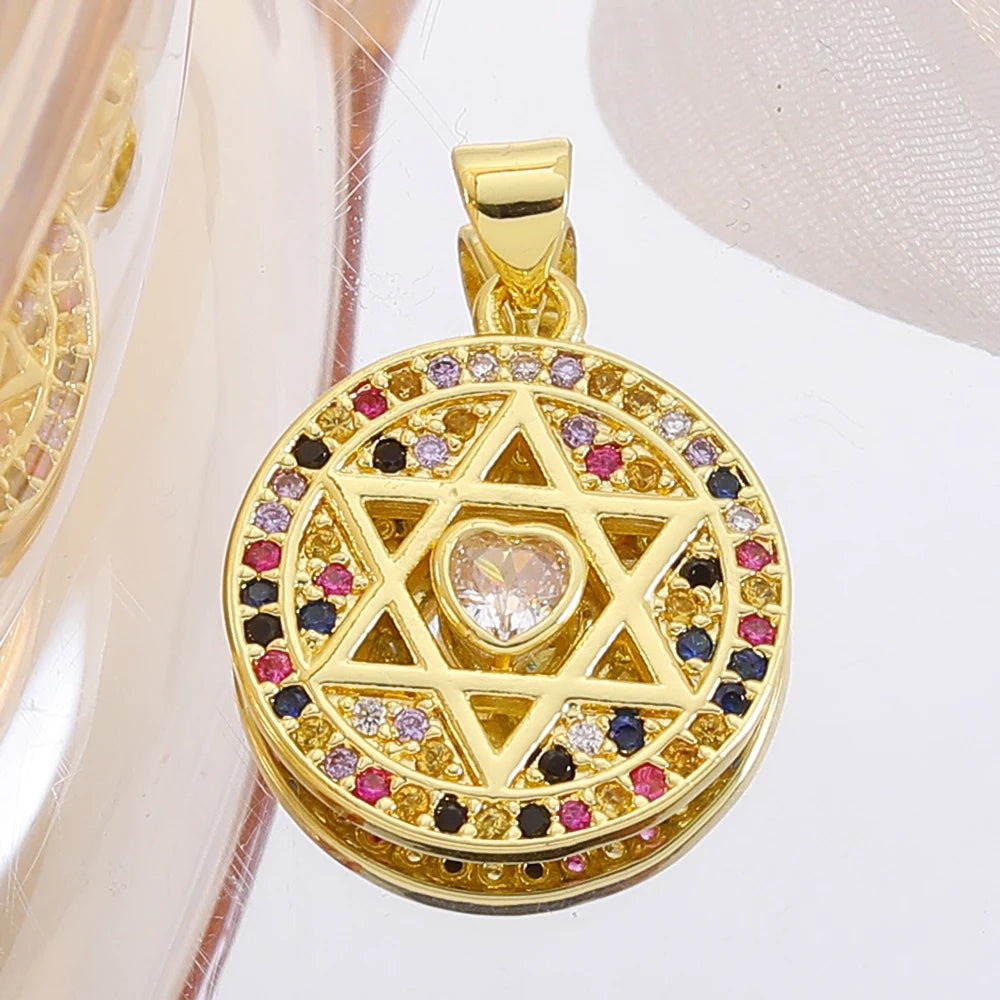 Gold Plated Handmade Colorful Star Of David Charms