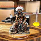 Chief and Eagle Crystal Tabletop Statue