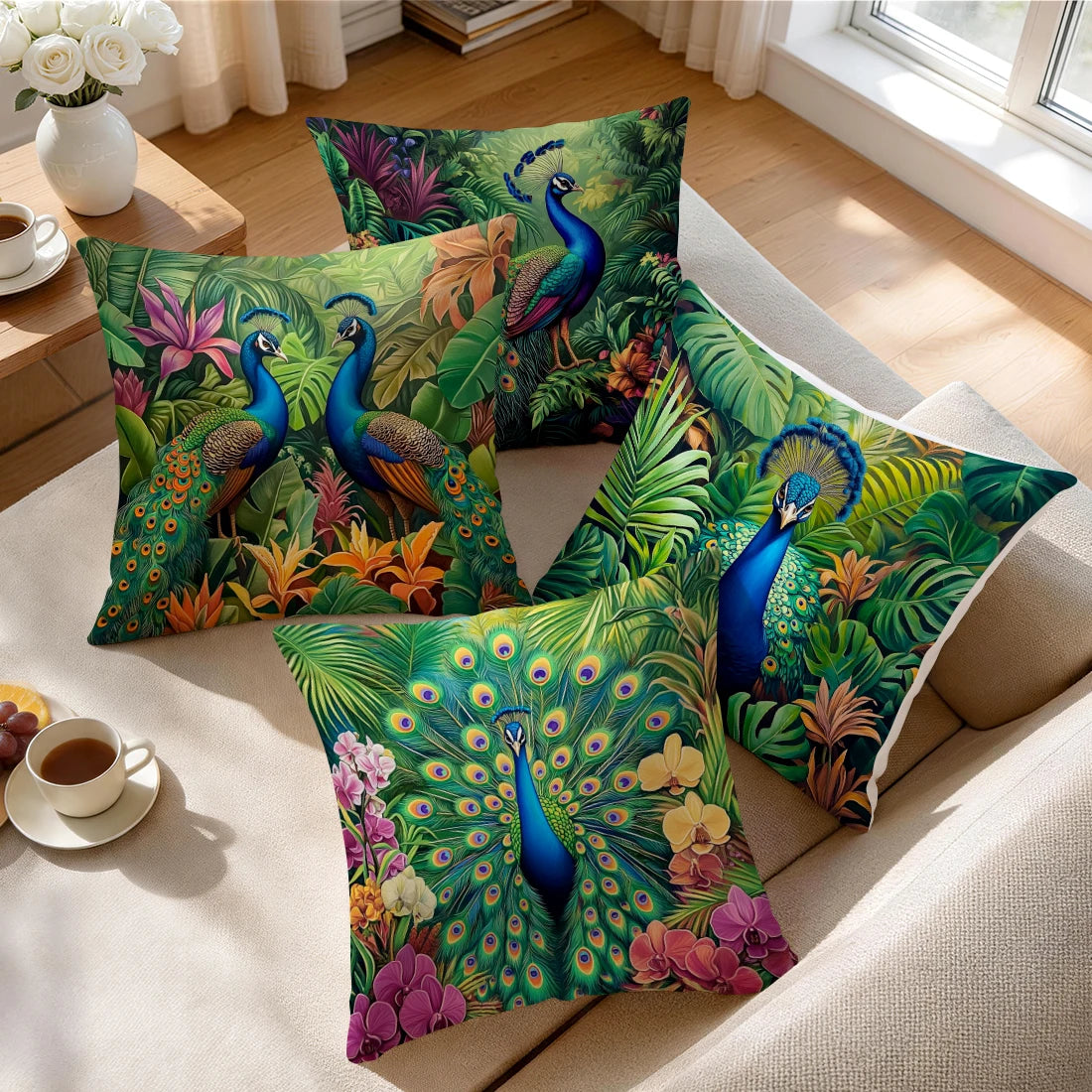 Peacock Cushions Pillowcase