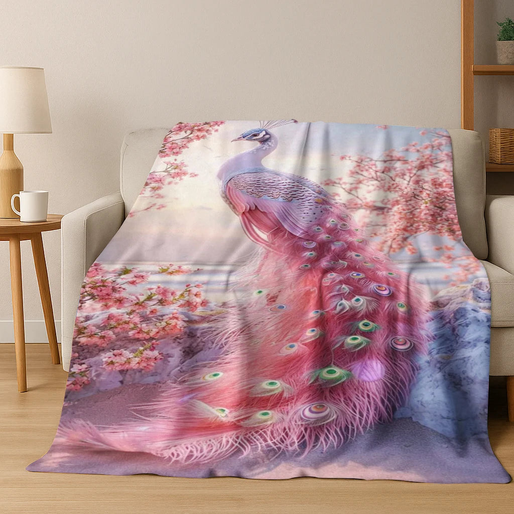 Exquisite Peacock Bird Animal Flannel Blanket Soft Warm