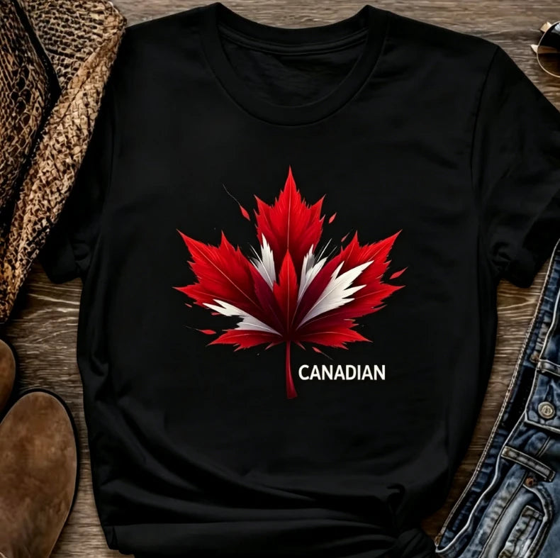 Canada Maple Leaf Print Short Sleeve T-shirt