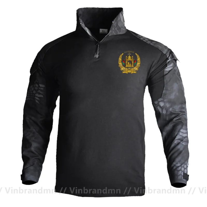 Afghan Flag Design Men's Long Sleeve Combat Uniform