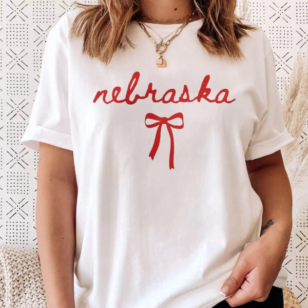 Nebraska Bow  T Shirt