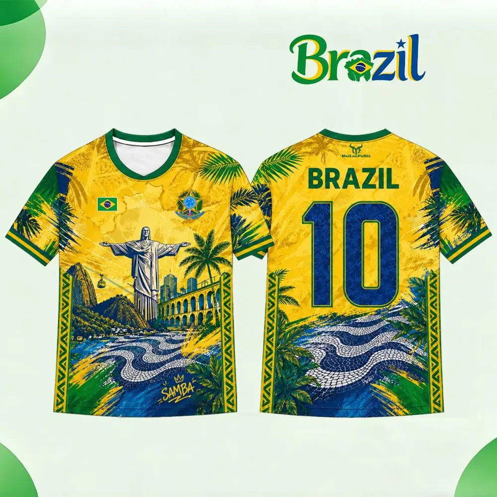 Brazil Flag Printed Jersey Tee Shirt