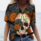 Skulls T-shirt Women's Short Sleeve, Day of the Dead