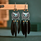 White Semicircle Long Feather Tassel Ladies Earrings