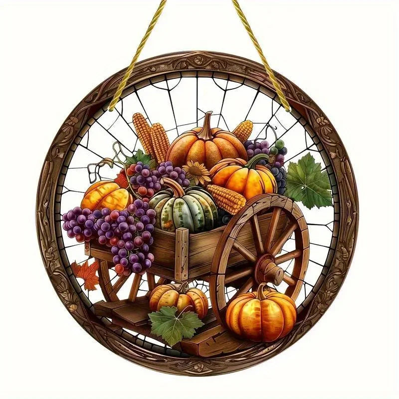 Vibrant Fall Pumpkin Acrylic Window Hanging Sun Catcher