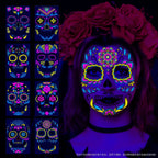 Waterproof Fluorescent Temporary Tattoo Stickers Day of the Dead