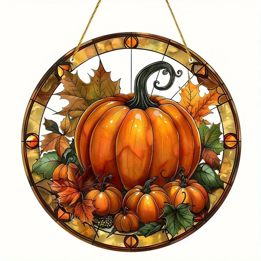 Vibrant Fall Pumpkin Acrylic Window Hanging Sun Catcher