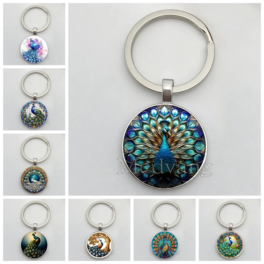Beautiful Colorful Peacock Keychain