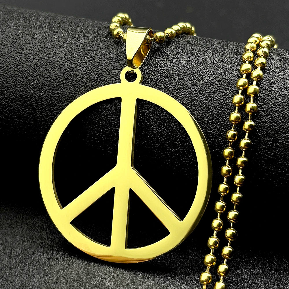 Peace Symbol Stainless Steel Chain Necklaces
