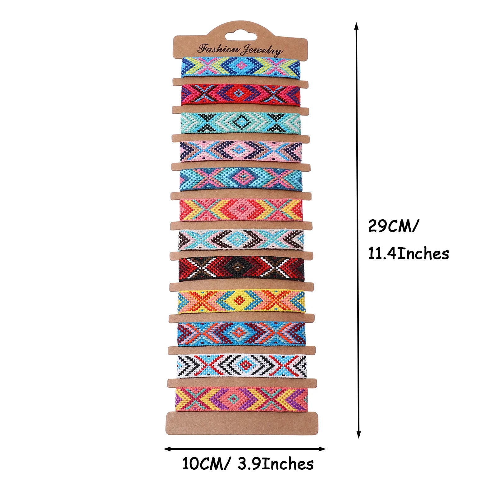 12Pcs/set Woven Bracelet Ethnic Rainbow Friendship Bracelet