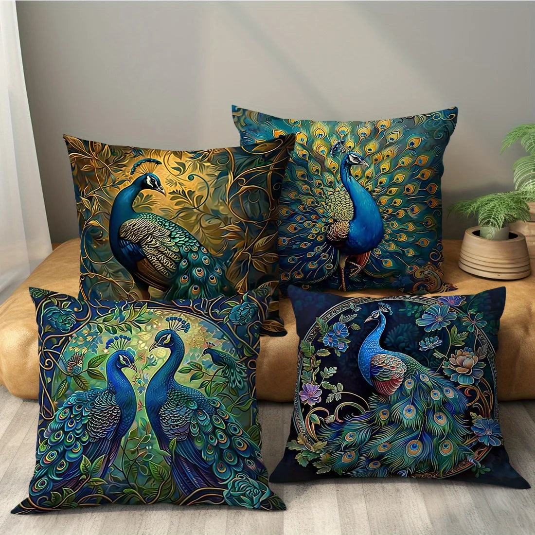 Vintage Peacock Oil Painting  Pillowcases