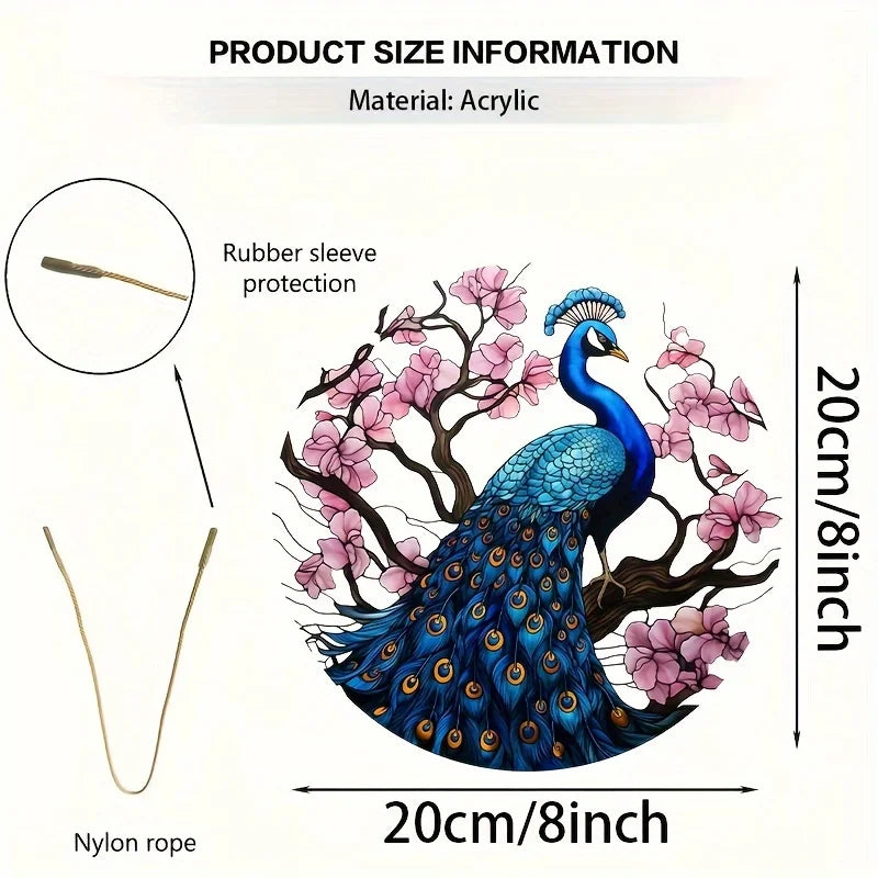 Colorful Peacock Sun Catcher-Indoor/Outdoor