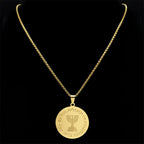 Hebrew Hanukkah Menorah Candles Jerusalem Necklace