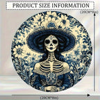 La Catrina 2D Flat Round Aluminum Wall Art , Day of the Dead Theme